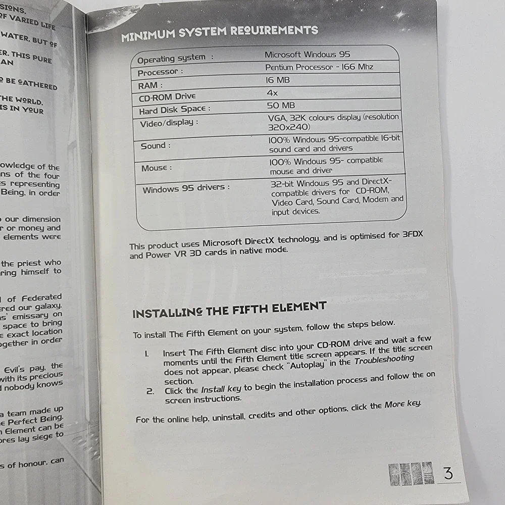 The‎ Fifth Element Pc W 95 Game + Manual Vintage No Big Box